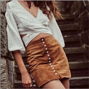 Blank NYC Suede Button Front Mini Skirt Size 31